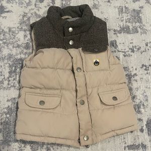 Zara Kids Beige and Brown Puffer Vest